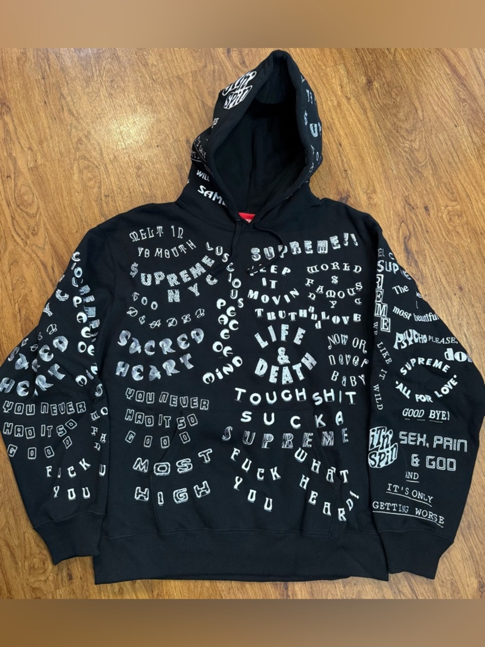Supreme Too Deadly Hooded Sweatshirt Hoody Black Large 100% Authentic Skate SS26